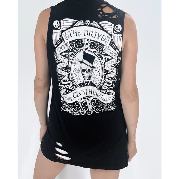 The Drive Clothing Skelton Black Sleeveless Muscle Tee Size Medium - Picture 1 of 4